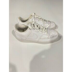 Nike Women's All-White Low-Top Leather Sneakers Sz 6.5